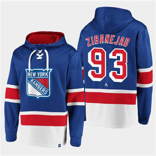 New York Rangers #93 Mika Zibanejad Royal All Stitched Sweatshirt Hoodie